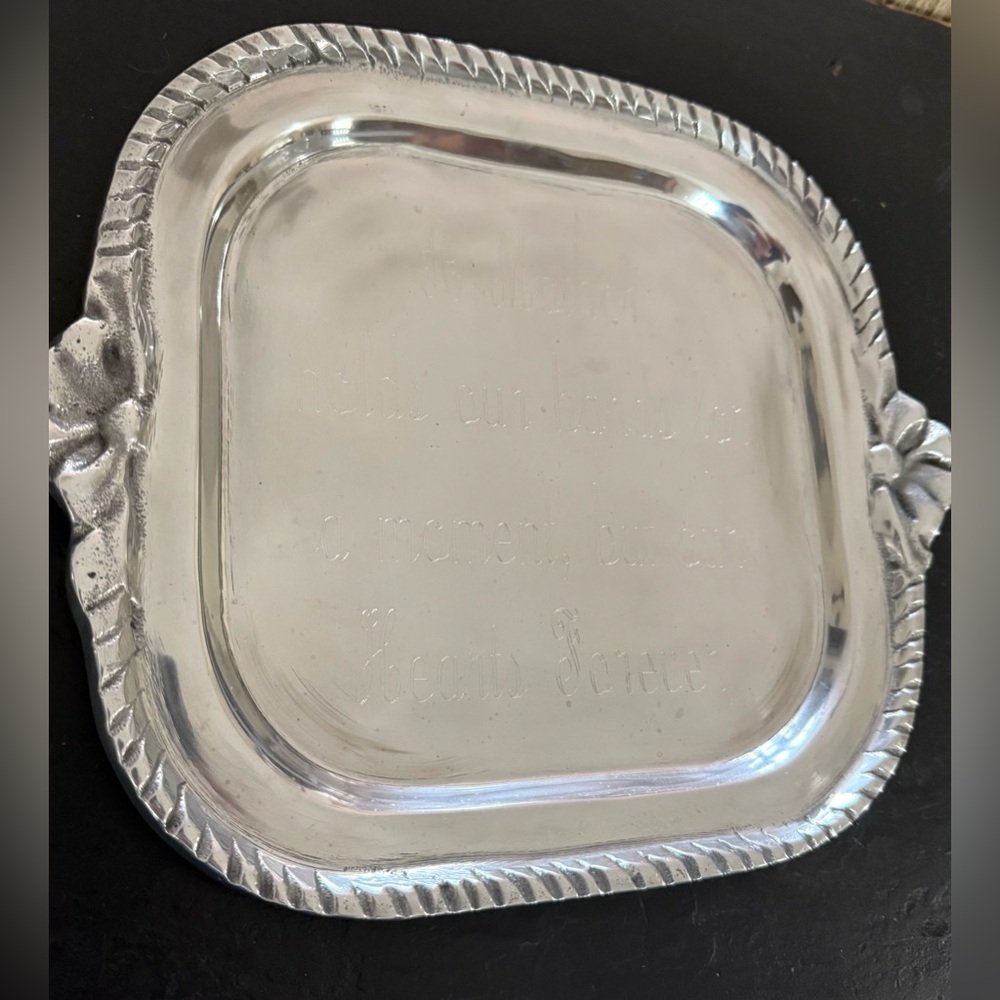 Pewter/Aluminum Square Tray Inscribed Mother’s Day Gift “A Mother Holds Our….”